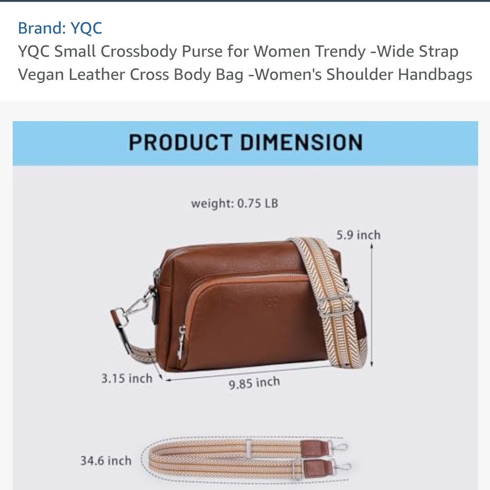 Brown Vegan Leather Crossbody Bag for Women